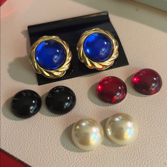 Vintage KJL Kenneth Jay Lane Interchangeable Clip On Earrings - Picture 14 of 15